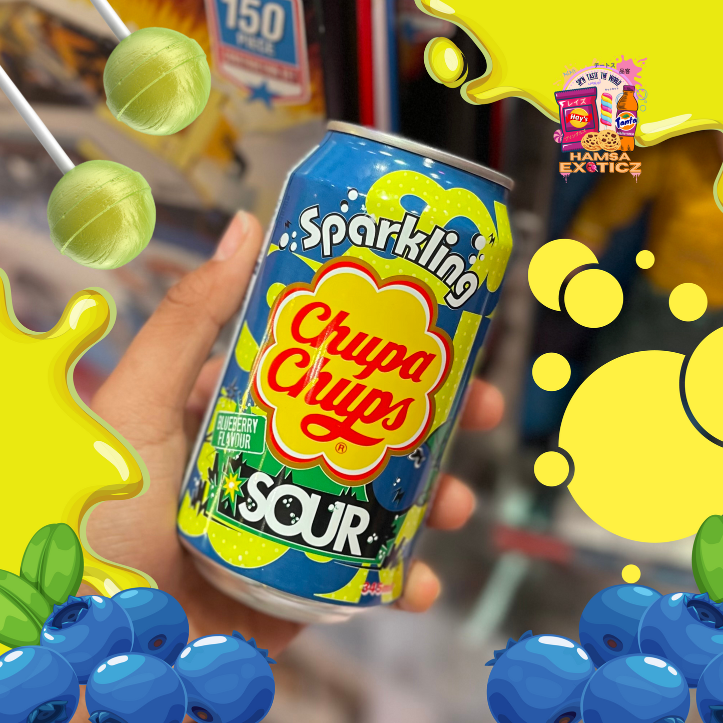 Chupa Chups® - Sparkling | Sour Blueberry Flavour 345ml (Korea)